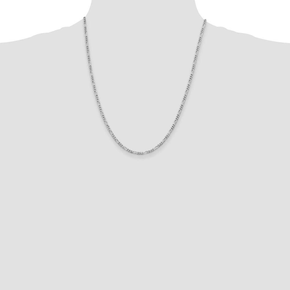 Sterling Silver Rhodium-plated 2.85mm Figaro Chain (QFG080R-22)