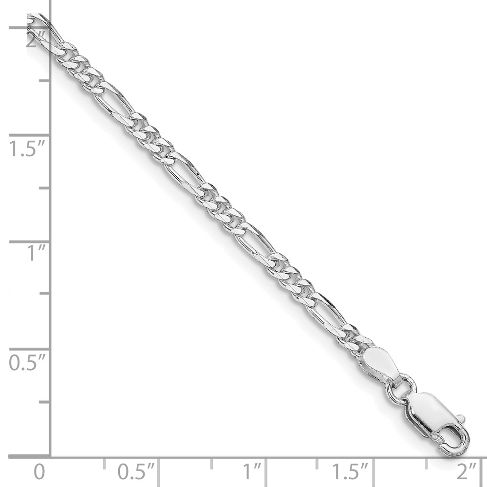 Sterling Silver Rhodium-plated 2.85mm Figaro Chain (QFG080R-7)