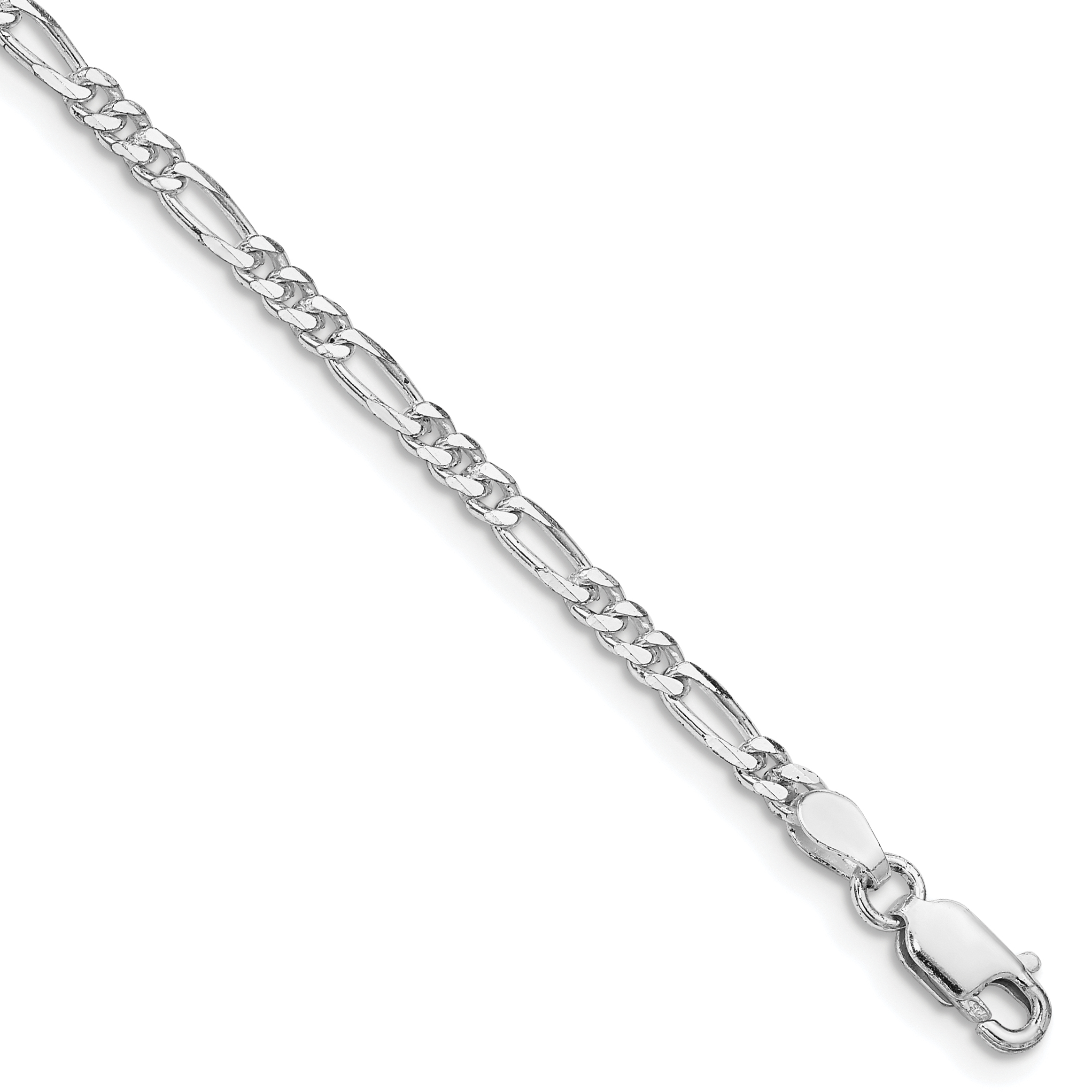 Sterling Silver Rhodium-plated 2.85mm Figaro Chain (QFG080R-7)