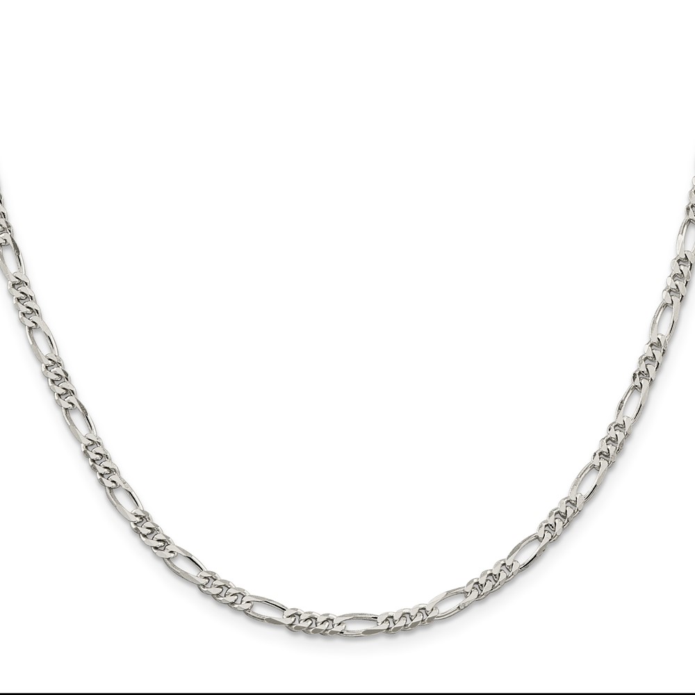 Sterling Silver Rhodium-plated 3.5mm Figaro Chain (QFG100R-20)