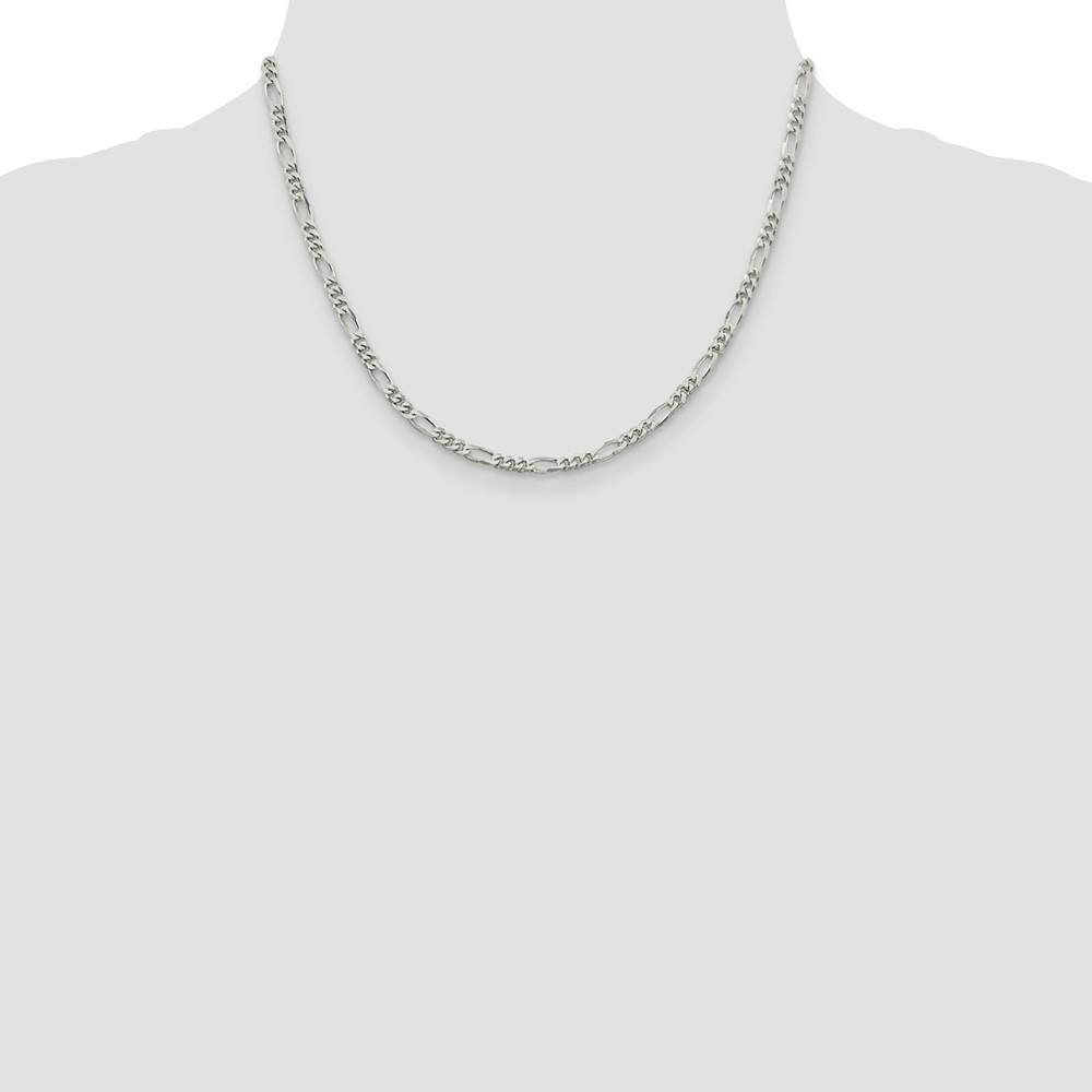 Sterling Silver Rhodium-plated 3.5mm Figaro Chain (QFG100R-18)