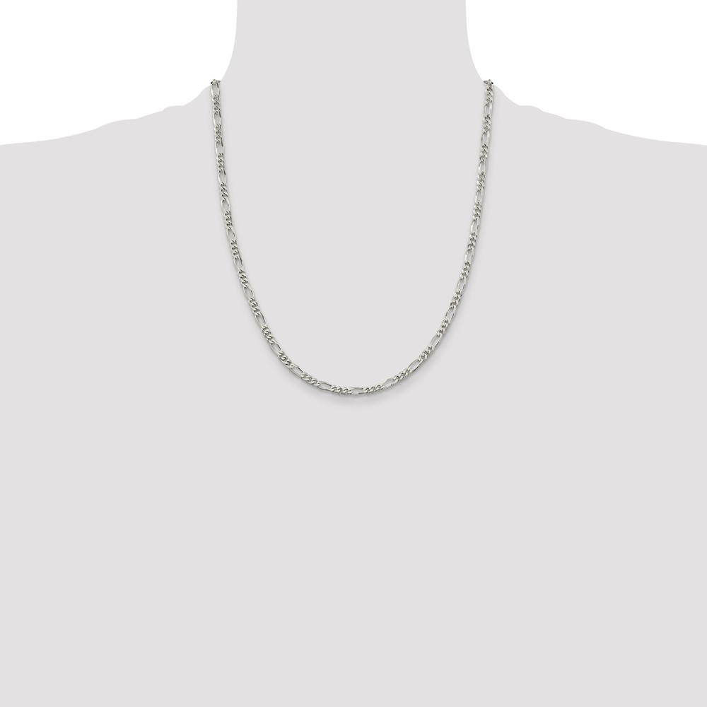 Sterling Silver Rhodium-plated 3.5mm Figaro Chain (QFG100R-22)