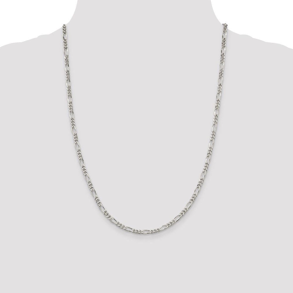 Sterling Silver Rhodium-plated 3.5mm Figaro Chain (QFG100R-24)