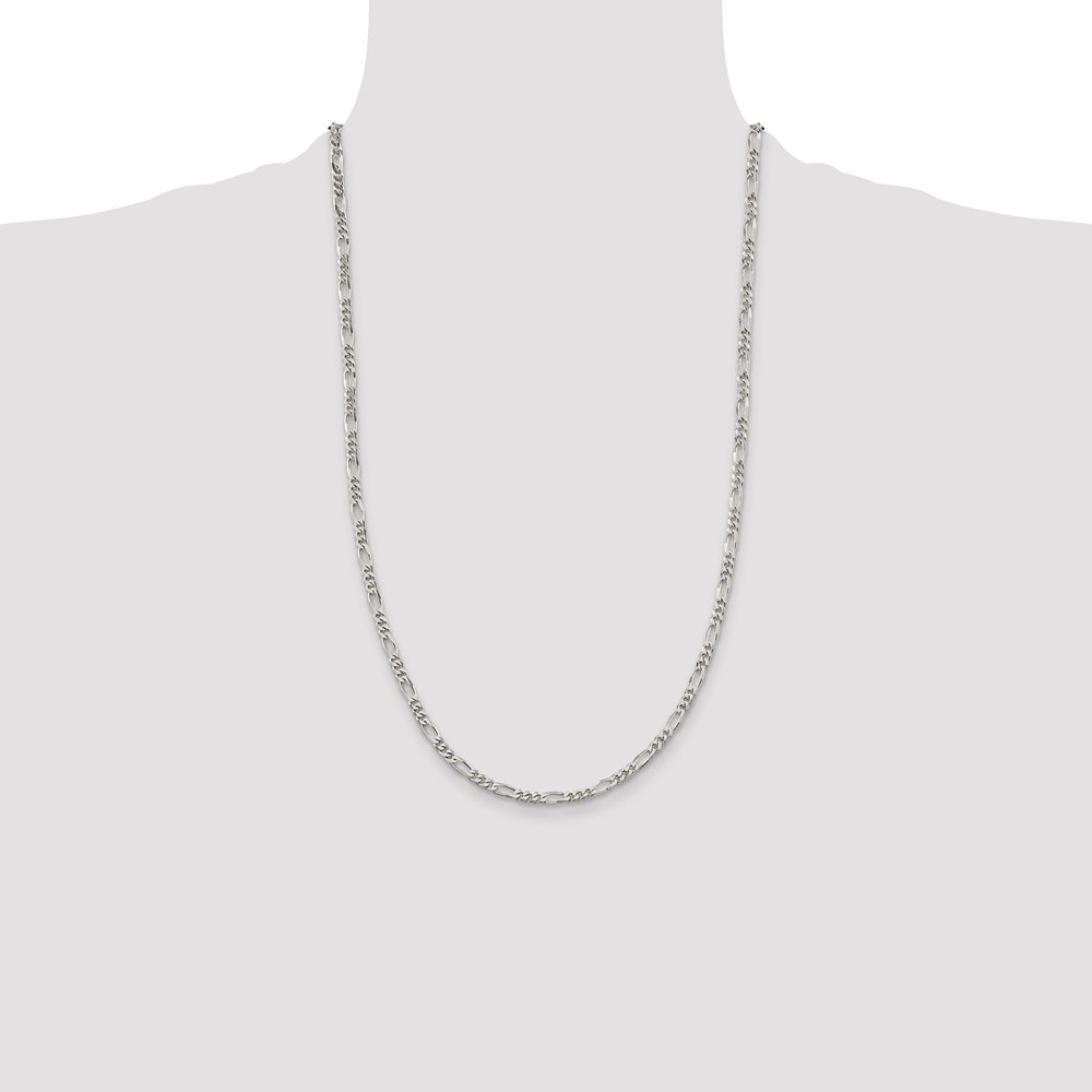Sterling Silver Rhodium-plated 3.5mm Figaro Chain (QFG100R-26)
