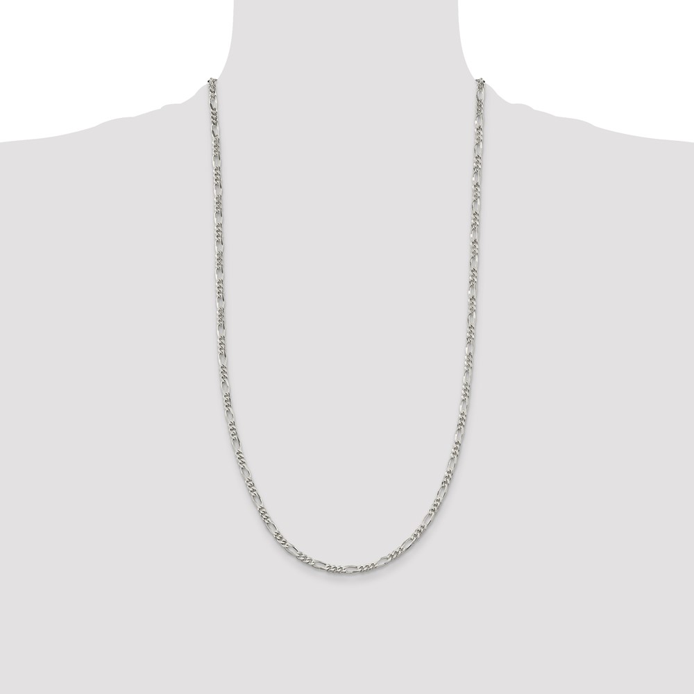 Sterling Silver Rhodium-plated 3.5mm Figaro Chain (QFG100R-28)