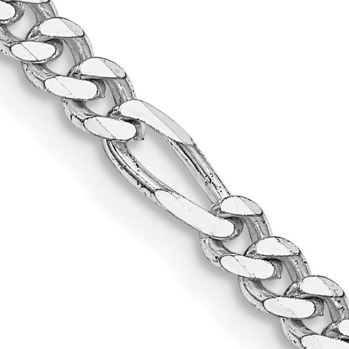 Sterling Silver Rhodium-plated 3.5mm Figaro Chain (QFG100R-22)