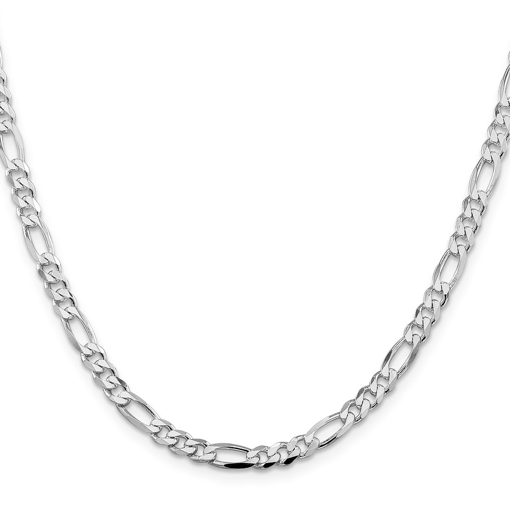 Sterling Silver Rhodium-plated 4.5mm Figaro Chain (QFG120R-28)