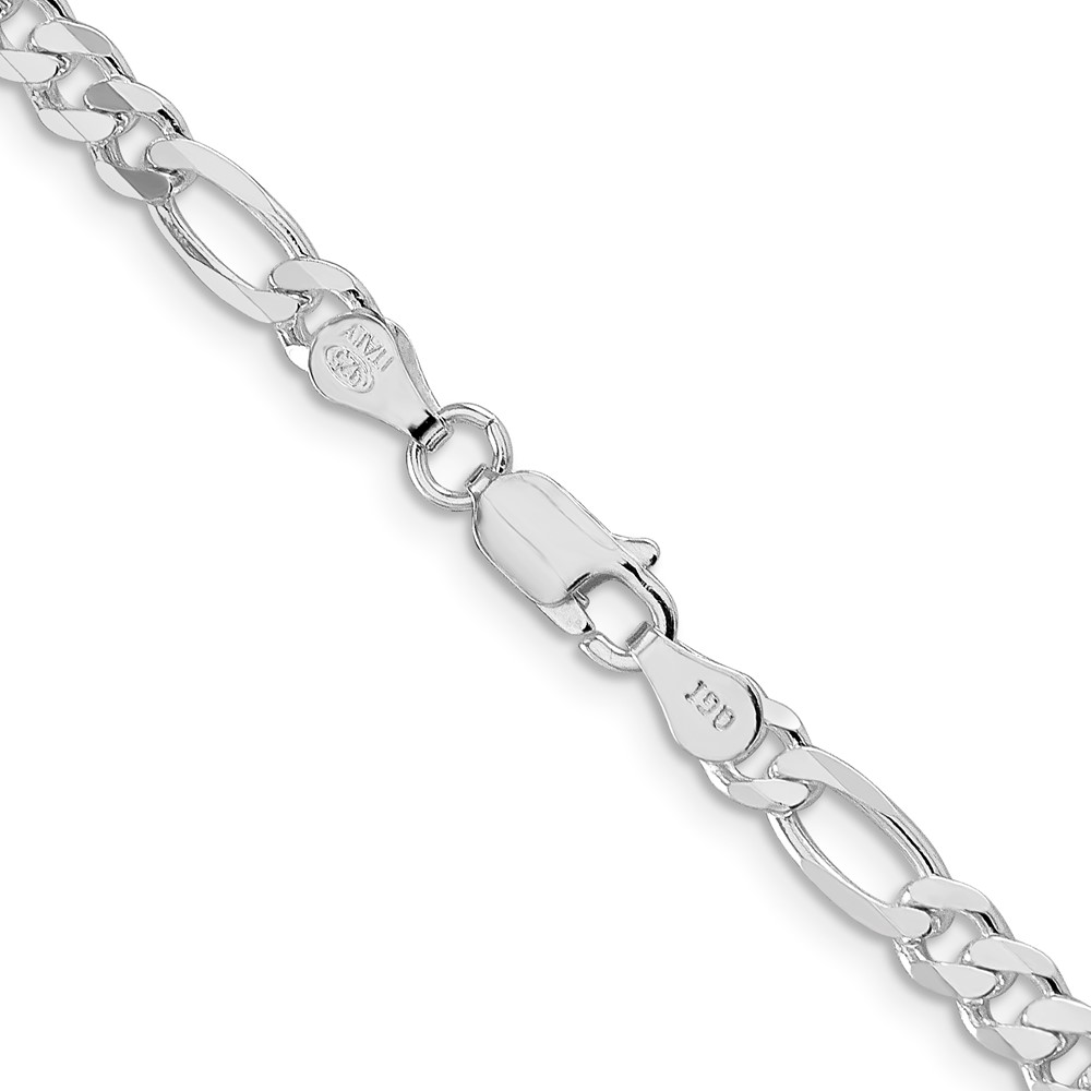 Sterling Silver Rhodium-plated 4.5mm Figaro Chain (QFG120R-28)