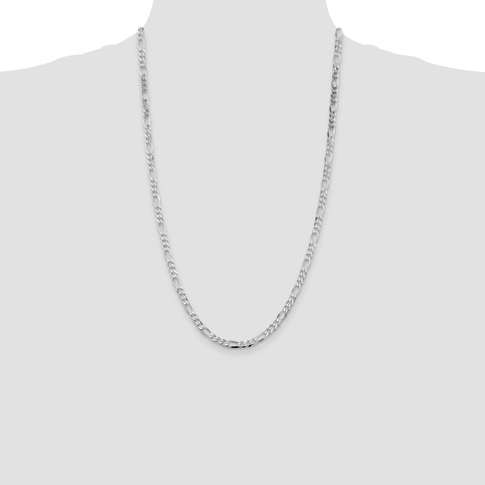 Sterling Silver Rhodium-plated 4.5mm Figaro Chain (QFG120R-26)