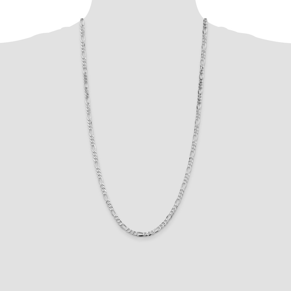 Sterling Silver Rhodium-plated 4.5mm Figaro Chain (QFG120R-28)