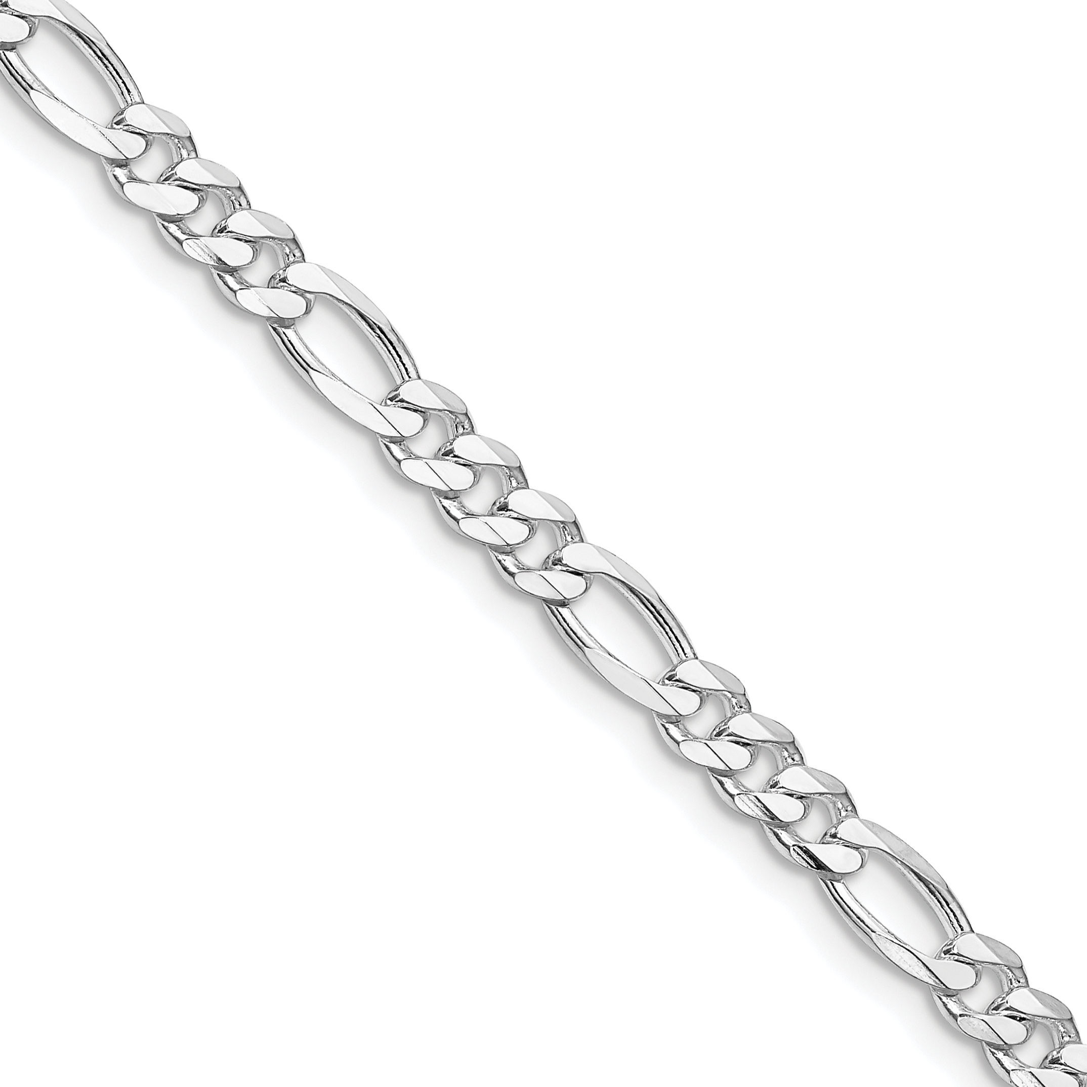 Sterling Silver Rhodium-plated 4.5mm Figaro Chain (QFG120R-18)