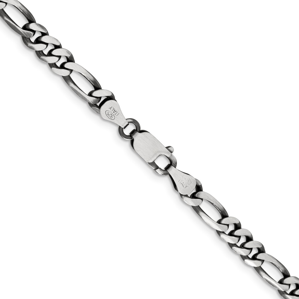 Sterling Silver Antiqued 5.5mm Figaro Chain (QFG150A-20)