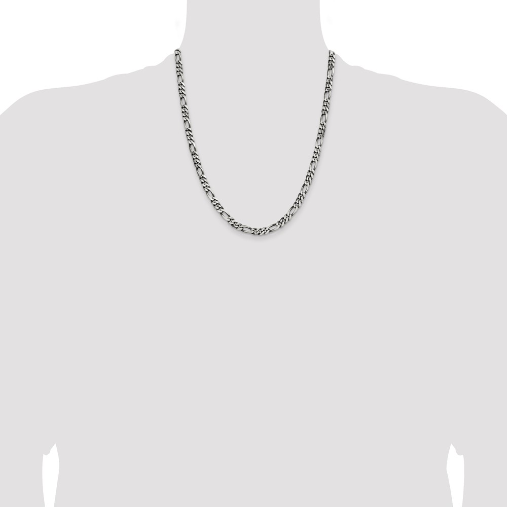 Sterling Silver Antiqued 5.5mm Figaro Chain (QFG150A-22)