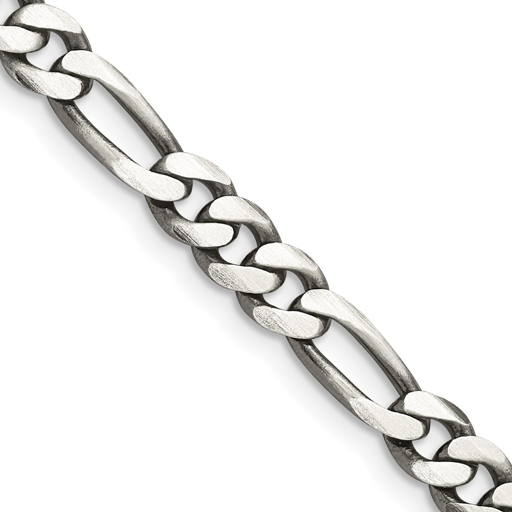 Sterling Silver Antiqued 5.5mm Figaro Chain (QFG150A-20)