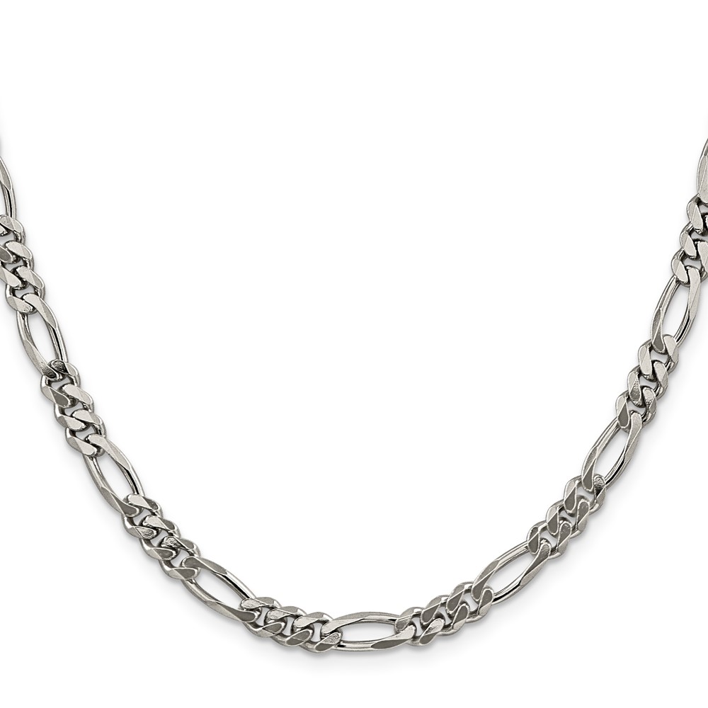 Sterling Silver Rhodium-plated 5.25mm Figaro Chain (QFG150R-20)