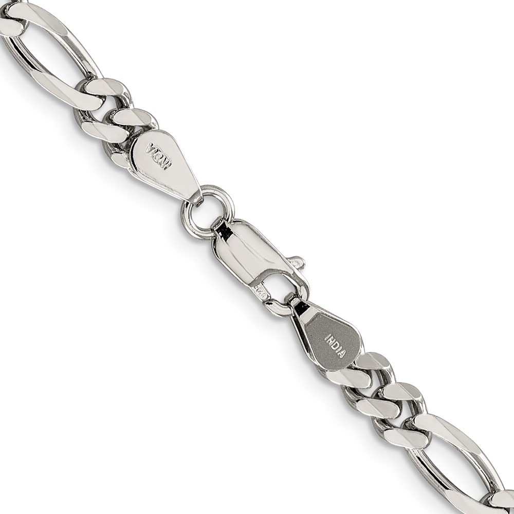 Sterling Silver Rhodium-plated 5.25mm Figaro Chain (QFG150R-20)