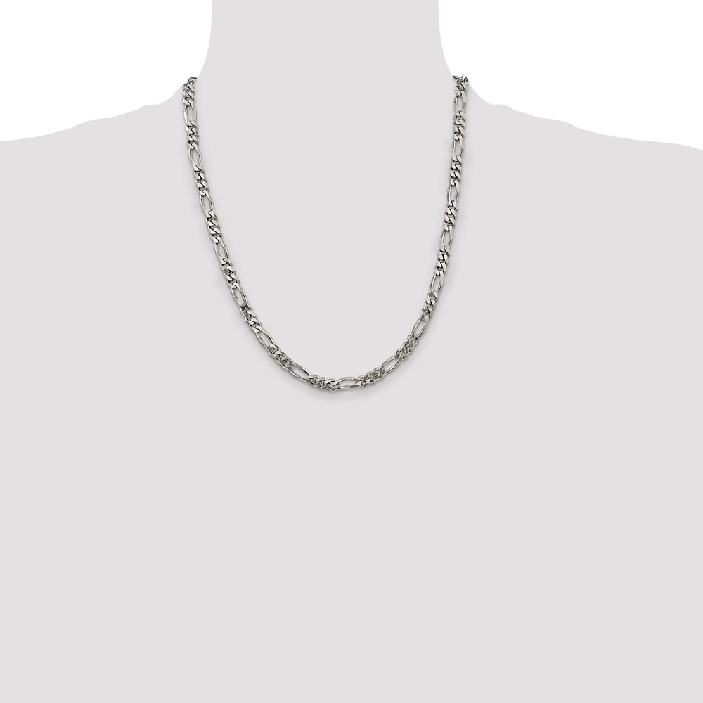 Sterling Silver Rhodium-plated 5.25mm Figaro Chain (QFG150R-22)
