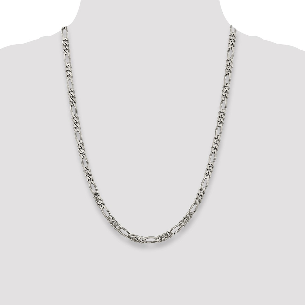 Sterling Silver Rhodium-plated 5.25mm Figaro Chain (QFG150R-24)