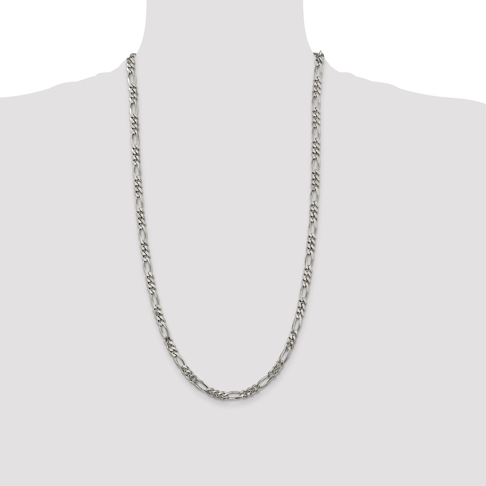 Sterling Silver Rhodium-plated 5.25mm Figaro Chain (QFG150R-28)