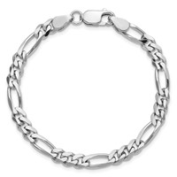 Sterling Silver Rhodium-plated 5.25mm Figaro Chain view 4