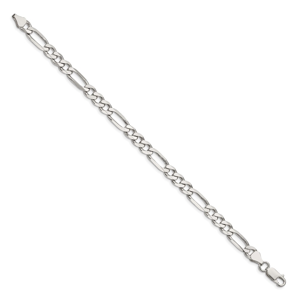 Sterling Silver Rhodium-plated 6.5mm Figaro Chain (QFG180R-8)