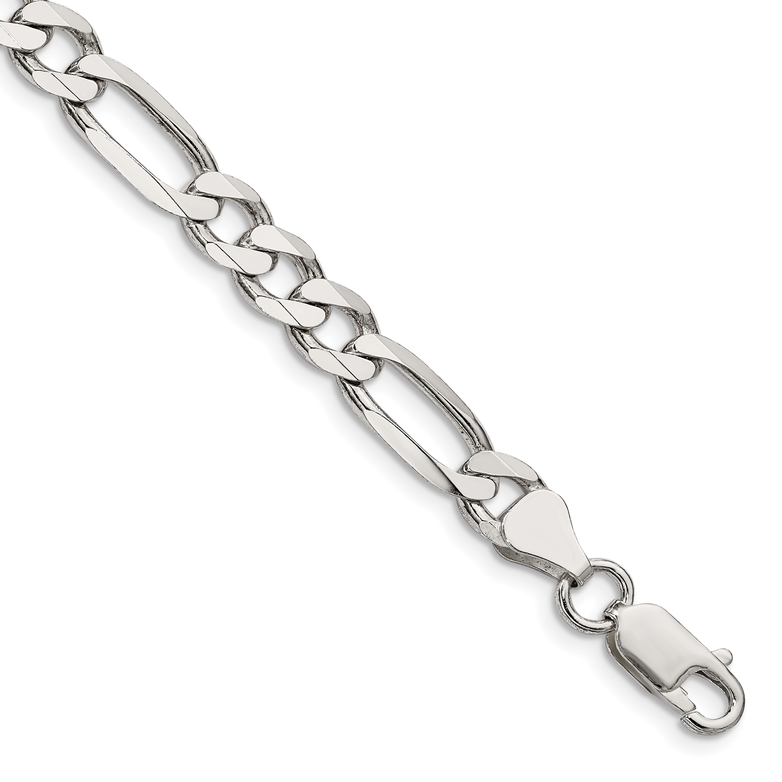 Sterling Silver Rhodium-plated 6.5mm Figaro Chain (QFG180R-8)