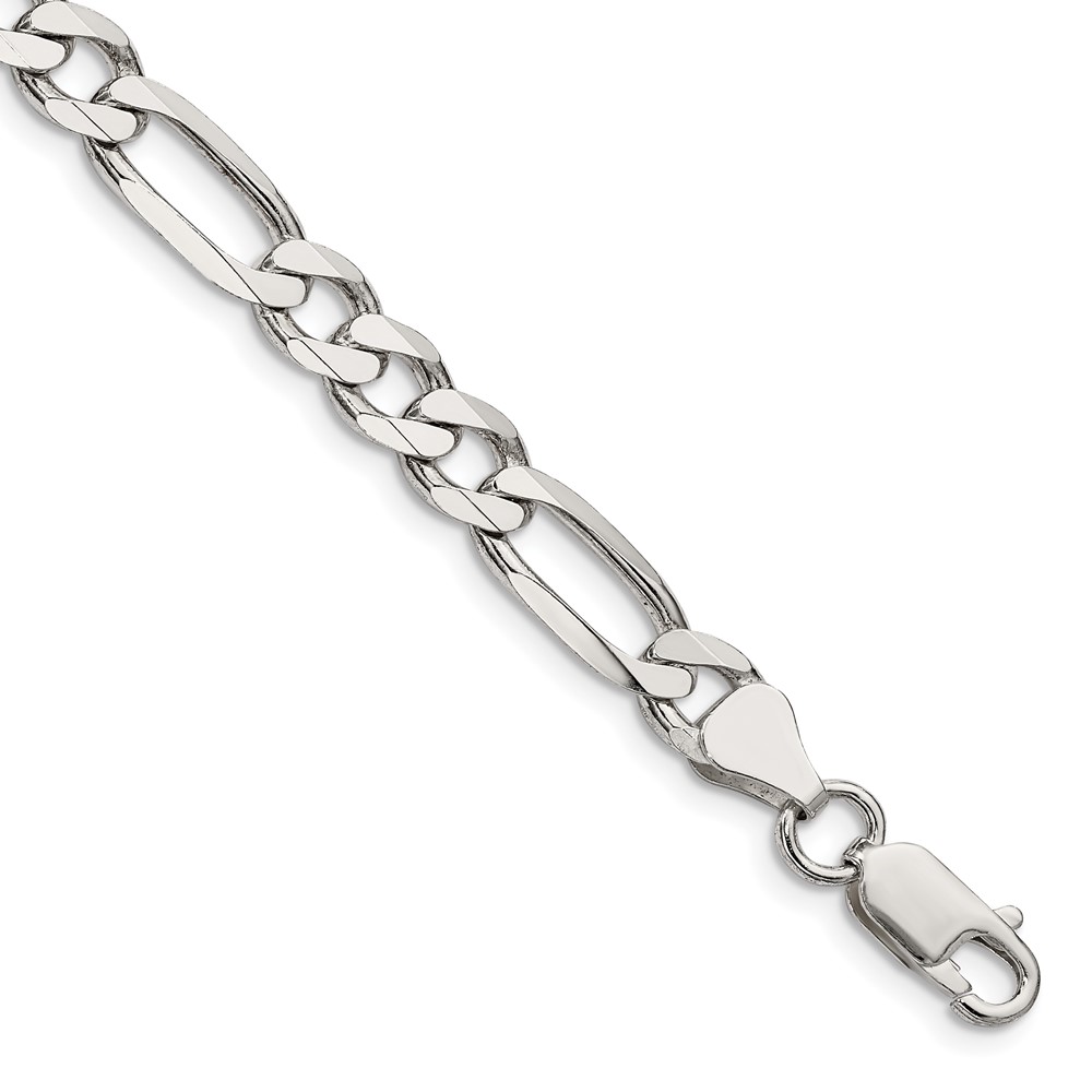 Sterling Silver Rhodium-plated 6.5mm Figaro Chain (QFG180R-8)
