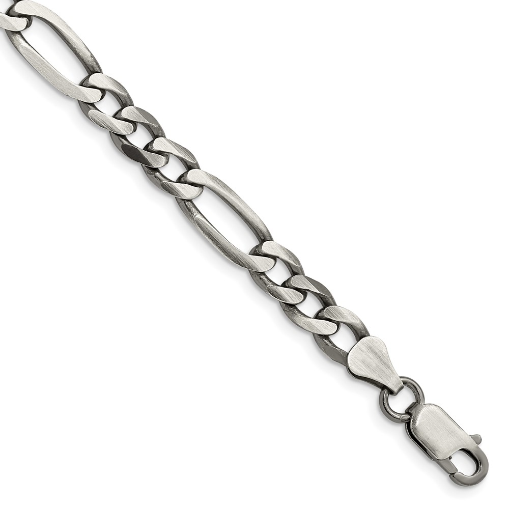 Sterling Silver Antiqued 6.5mm Figaro Chain (QFG180A-9)