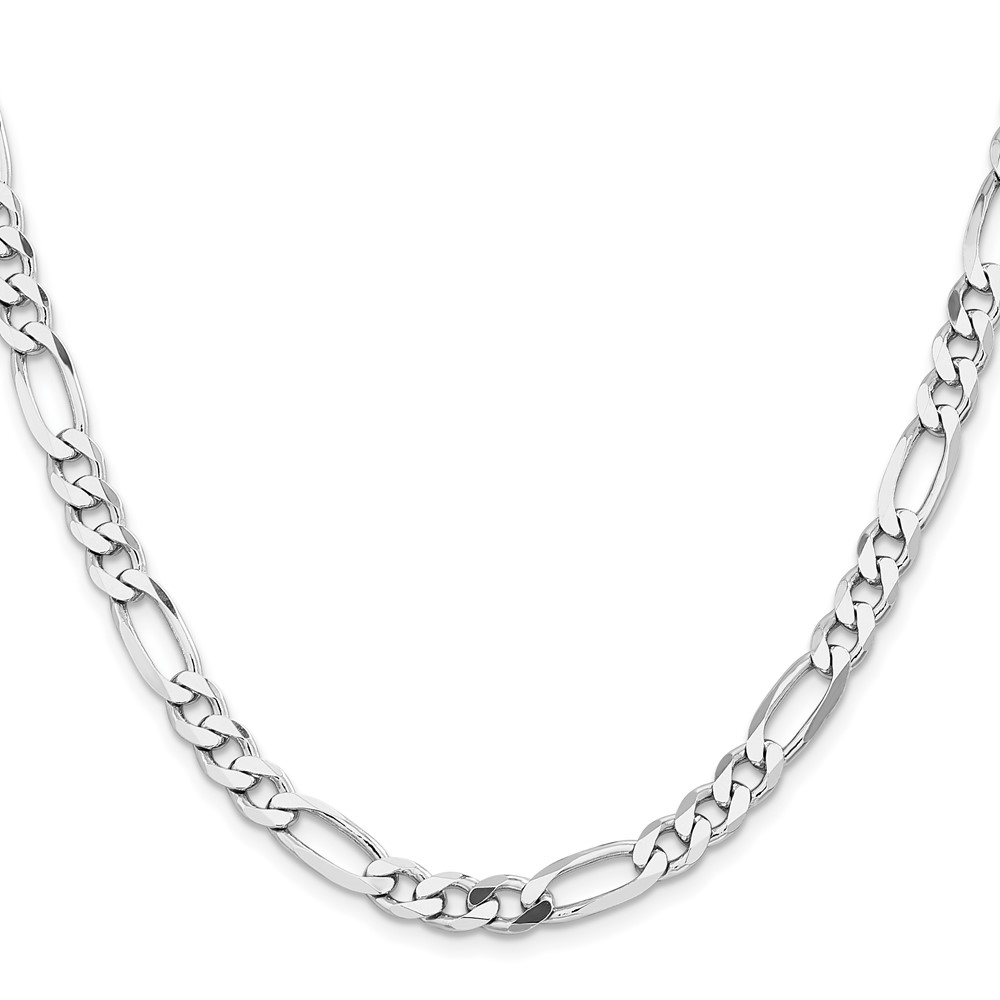 Sterling Silver Rhodium-plated 6.5mm Figaro Chain (QFG180R-24)