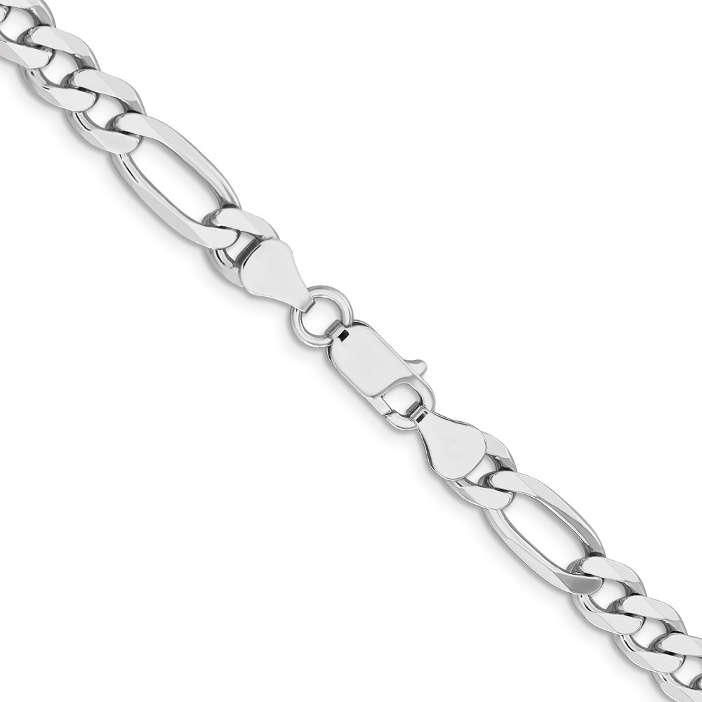 Sterling Silver Rhodium-plated 6.5mm Figaro Chain (QFG180R-24)