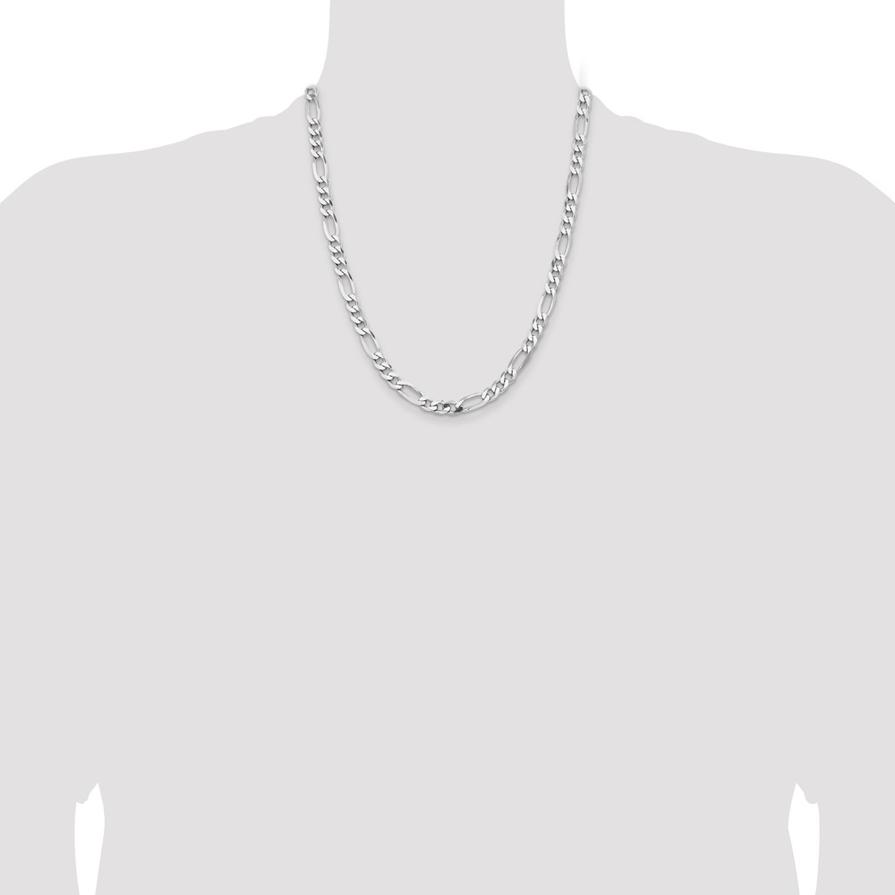 Sterling Silver Rhodium-plated 6.5mm Figaro Chain (QFG180R-22)