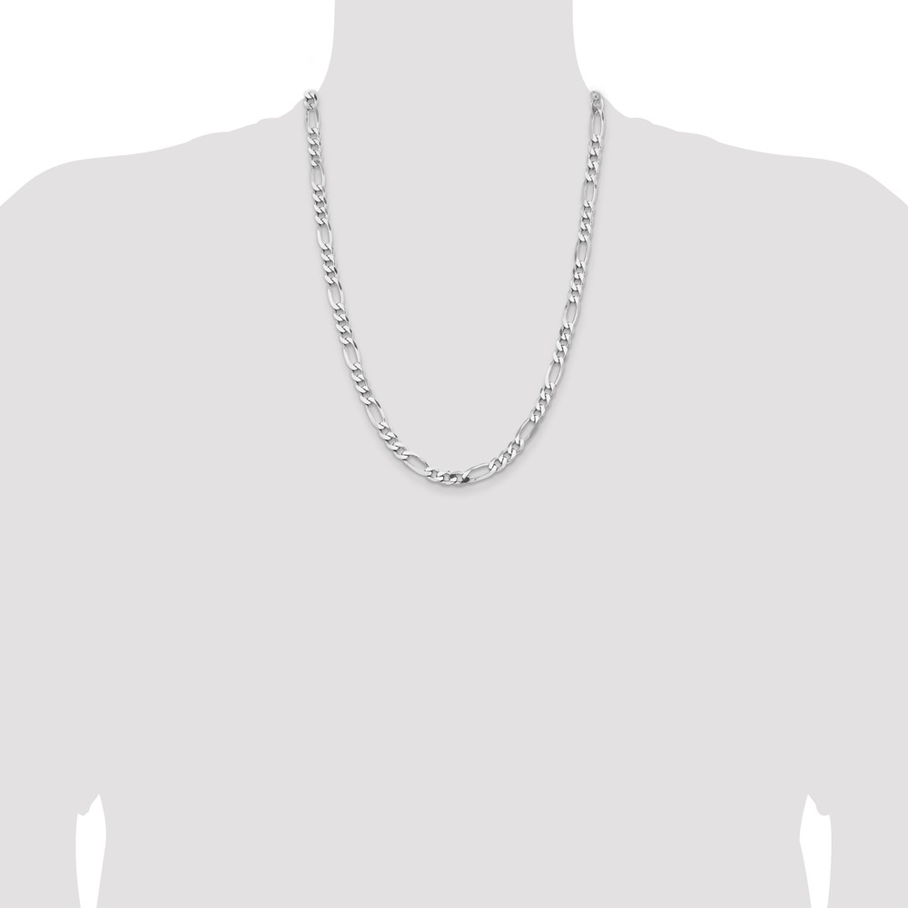 Sterling Silver Rhodium-plated 6.5mm Figaro Chain (QFG180R-24)