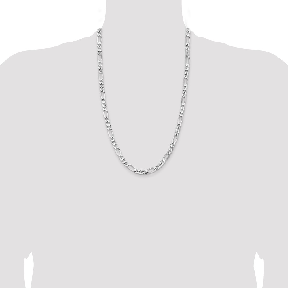 Sterling Silver Rhodium-plated 6.5mm Figaro Chain (QFG180R-26)
