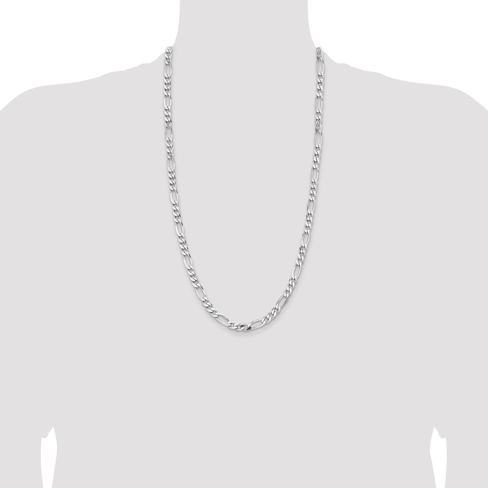 Sterling Silver Rhodium-plated 6.5mm Figaro Chain (QFG180R-28)