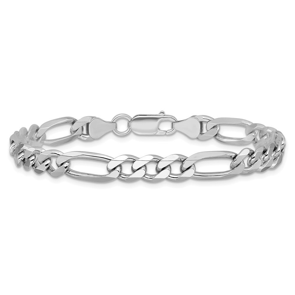 Sterling Silver Rhodium-plated 6.5mm Figaro Chain (QFG180R-9)