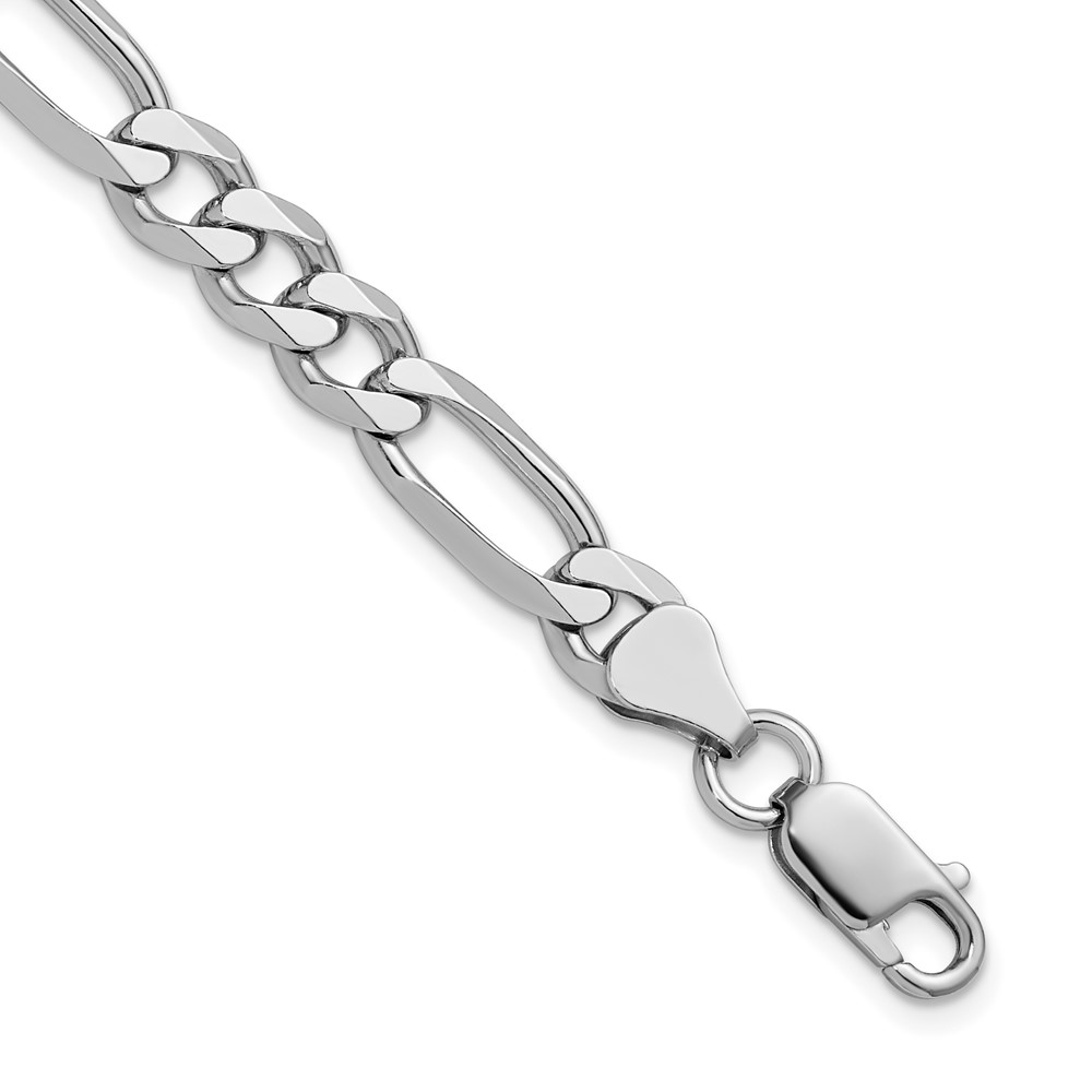 Sterling Silver Rhodium-plated 6.5mm Figaro Chain (QFG180R-10)