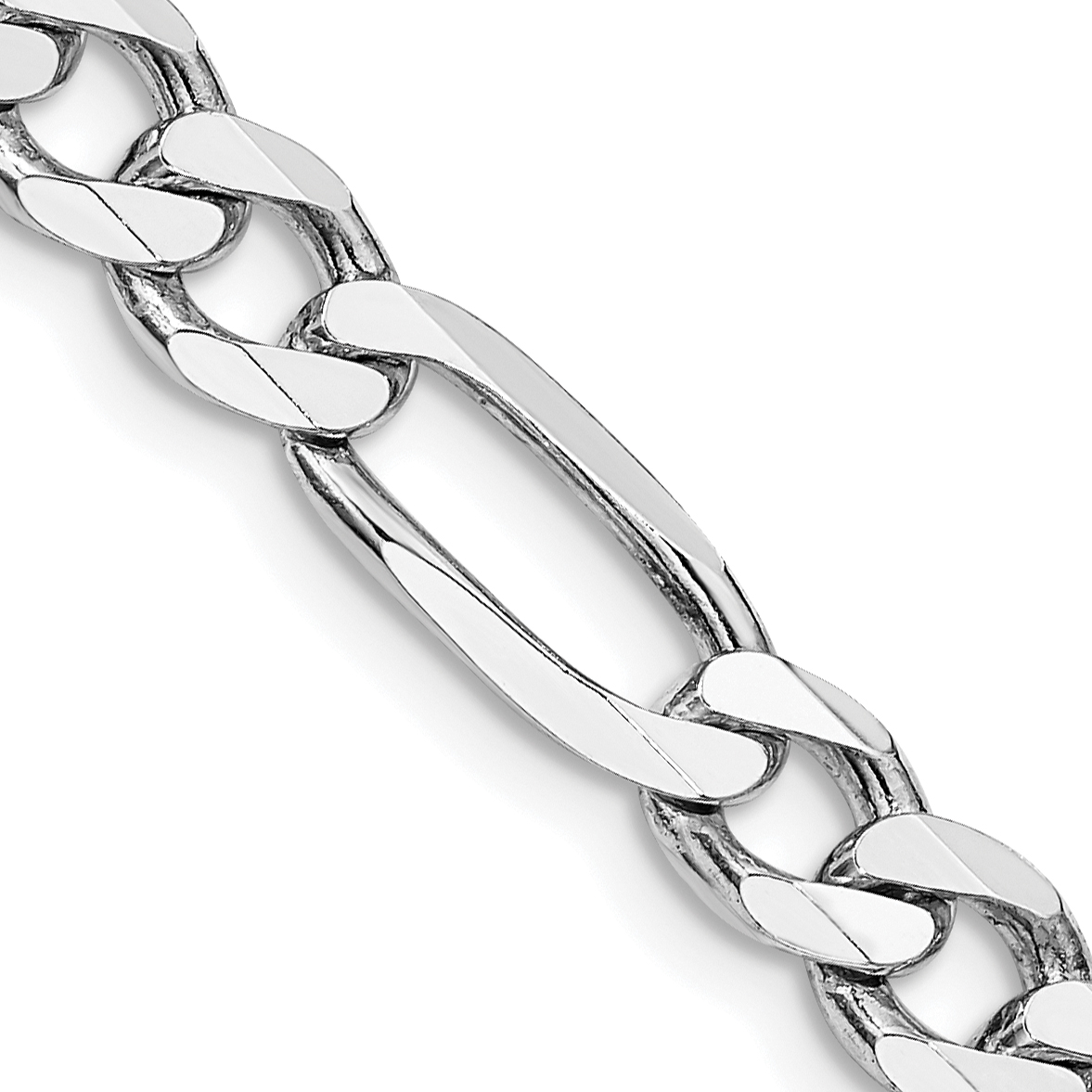 Sterling Silver Rhodium-plated 6.5mm Figaro Chain (QFG180R-20)