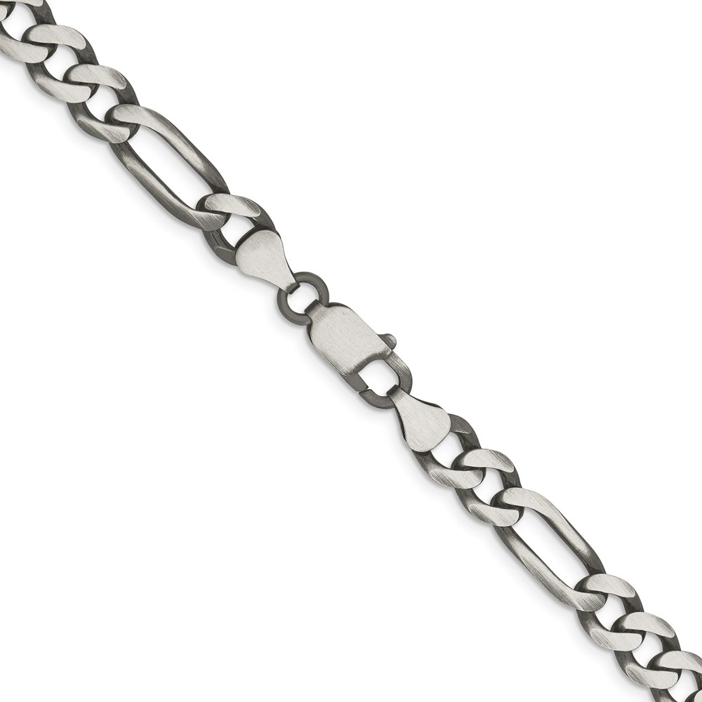 Sterling Silver Antiqued 7.5mm Figaro Chain (QFG200A-20)