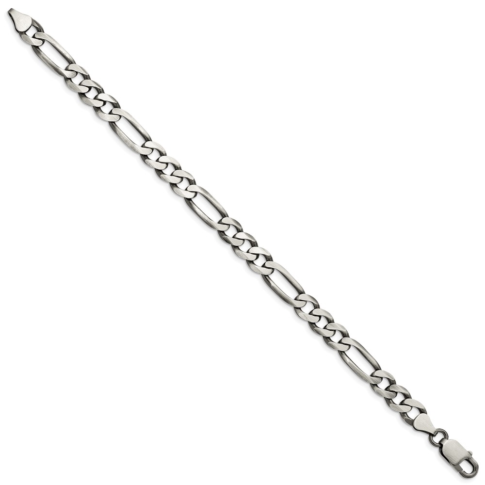 Sterling Silver Antiqued 7.5mm Figaro Chain (QFG200A-9)