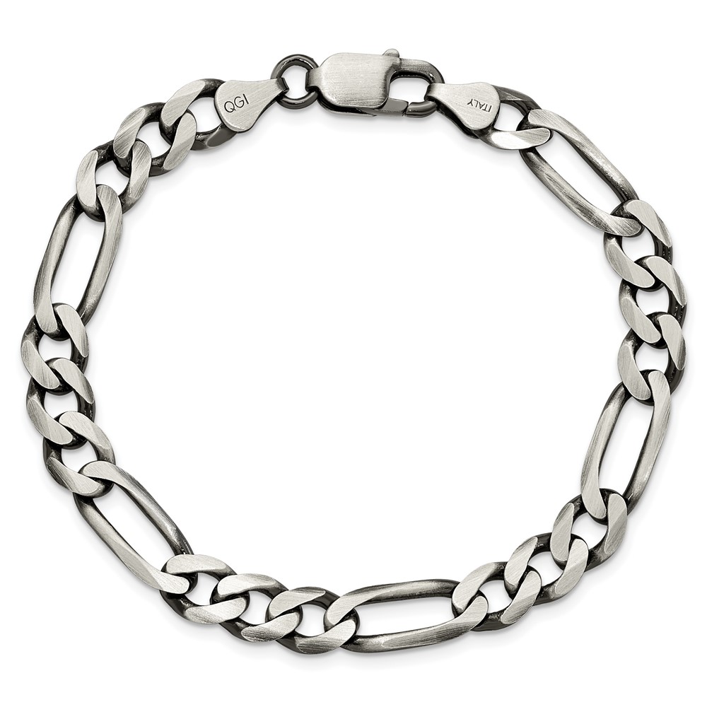 Sterling Silver Antiqued 7.5mm Figaro Chain (QFG200A-9)