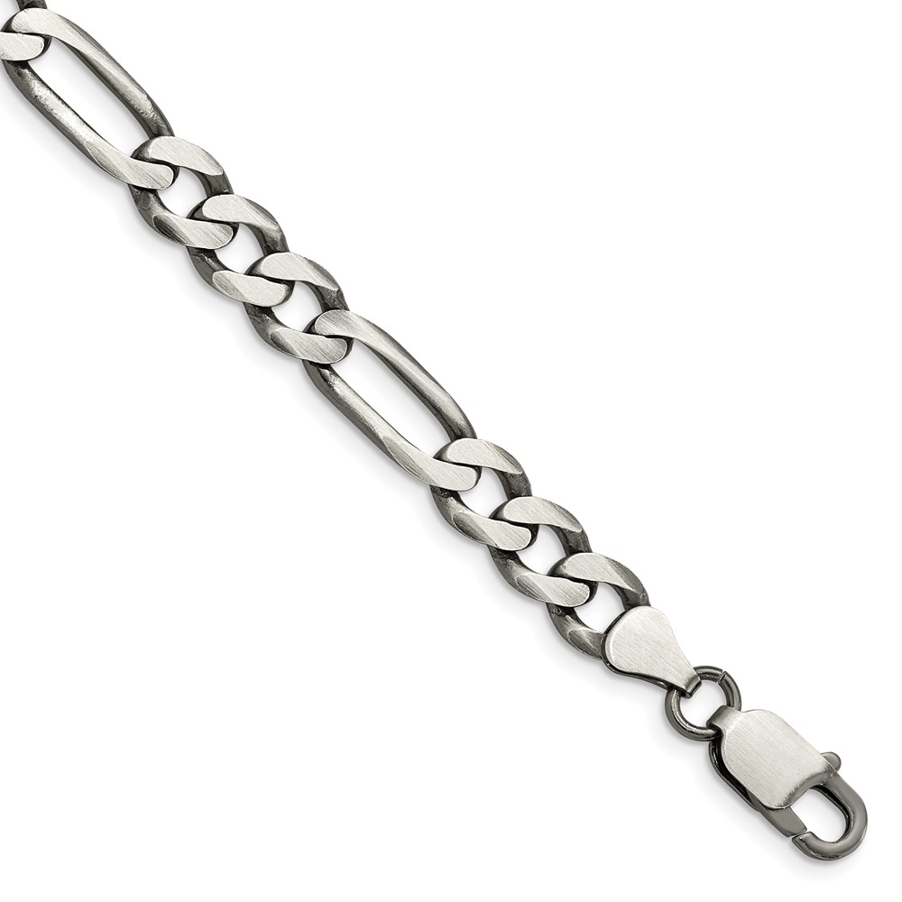 Sterling Silver Antiqued 7.5mm Figaro Chain (QFG200A-9)