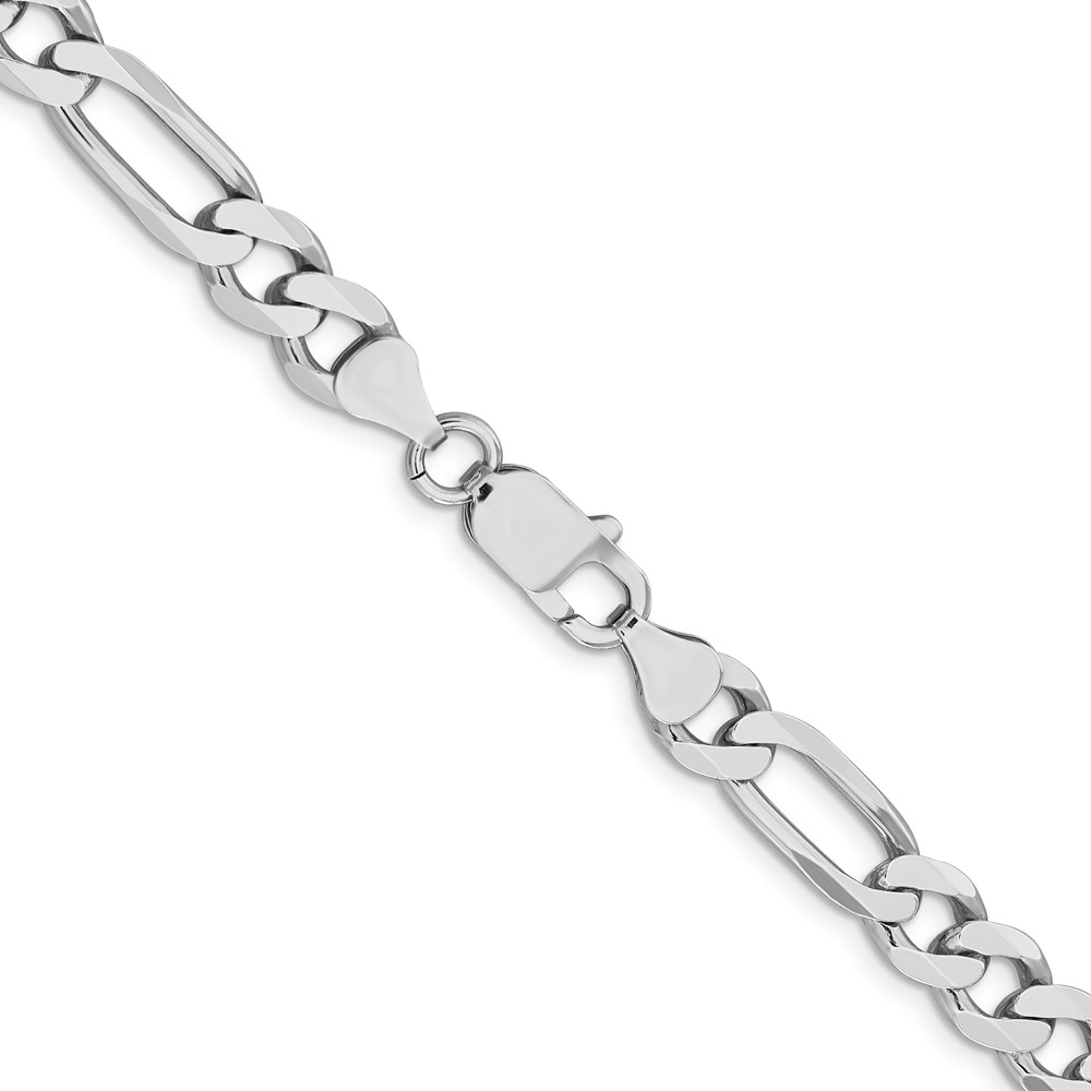 Sterling Silver Rhodium-plated 7.5mm Figaro Chain (QFG200R-26)
