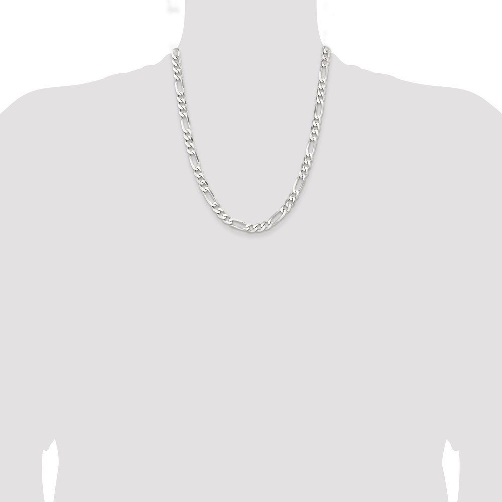 Sterling Silver Rhodium-plated 7.5mm Figaro Chain (QFG200R-22)