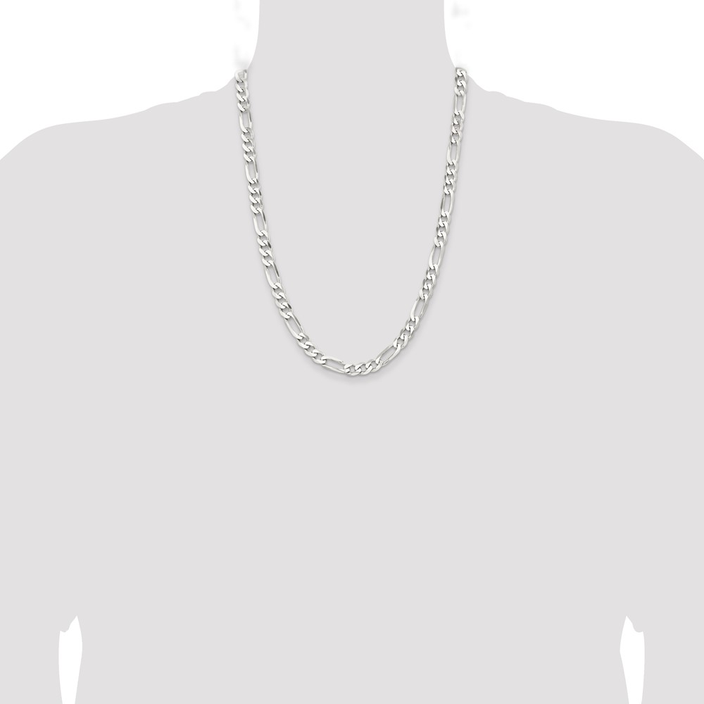Sterling Silver Rhodium-plated 7.5mm Figaro Chain (QFG200R-24)