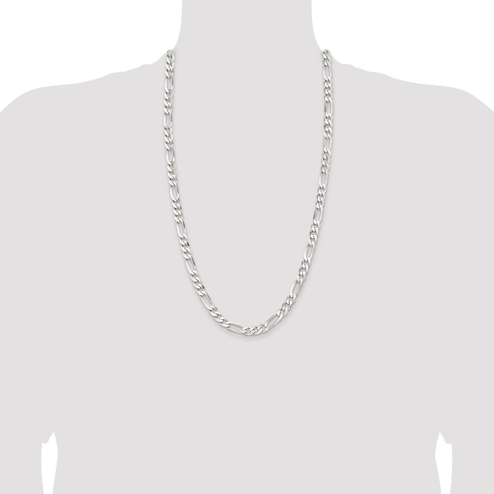 Sterling Silver Rhodium-plated 7.5mm Figaro Chain (QFG200R-28)