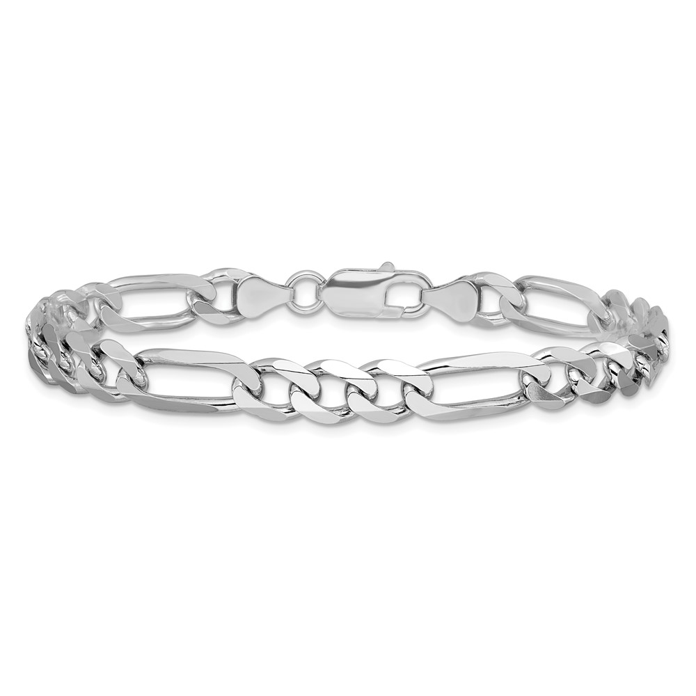 Sterling Silver Rhodium-plated 7.5mm Figaro Chain (QFG200R-8)