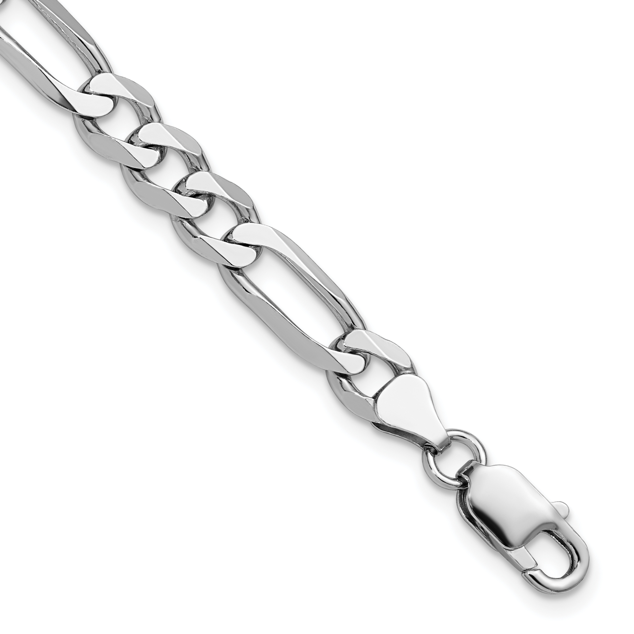 Sterling Silver Rhodium-plated 7.5mm Figaro Chain (QFG200R-10)