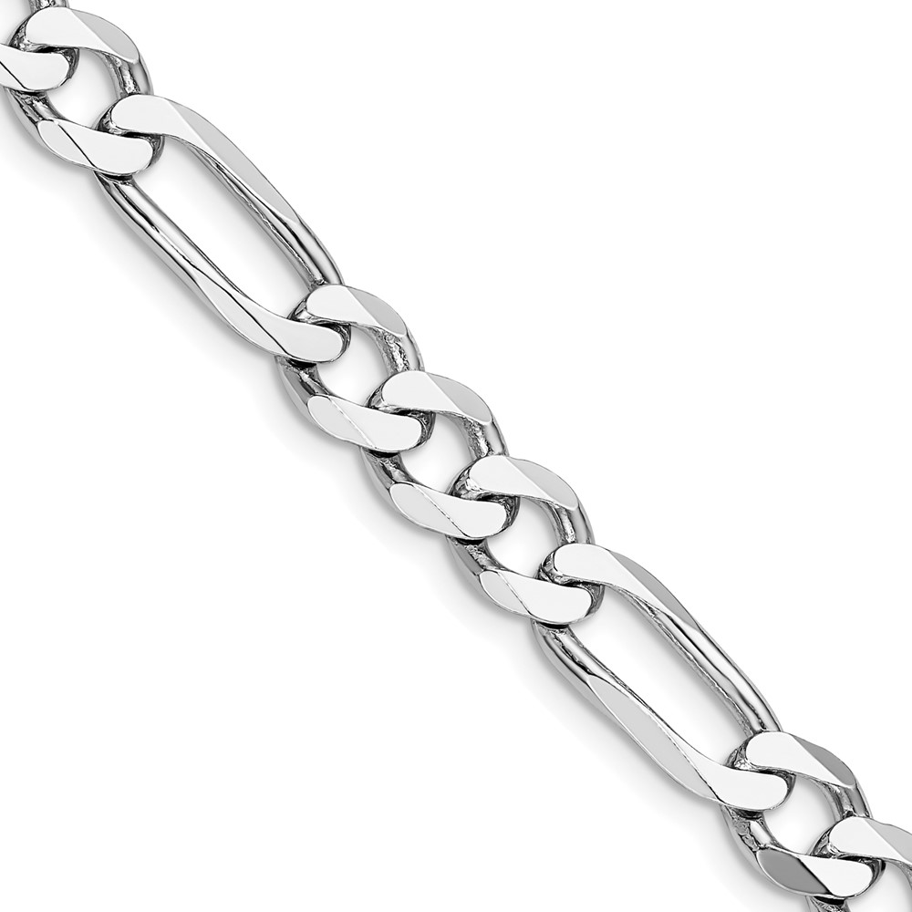 Sterling Silver Rhodium-plated 7.5mm Figaro Chain (QFG200R-22)