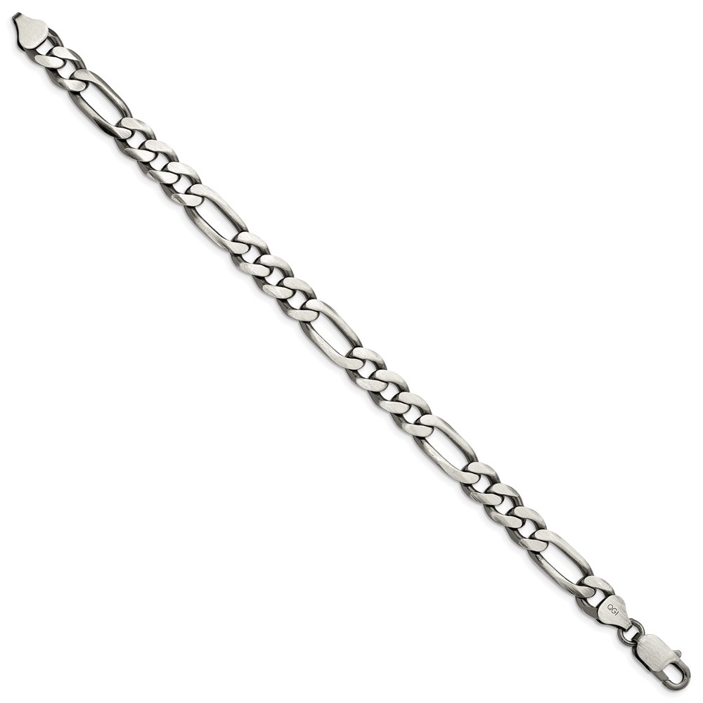 Sterling Silver Antiqued 7.75mm Figaro Chain (QFG220A-9)