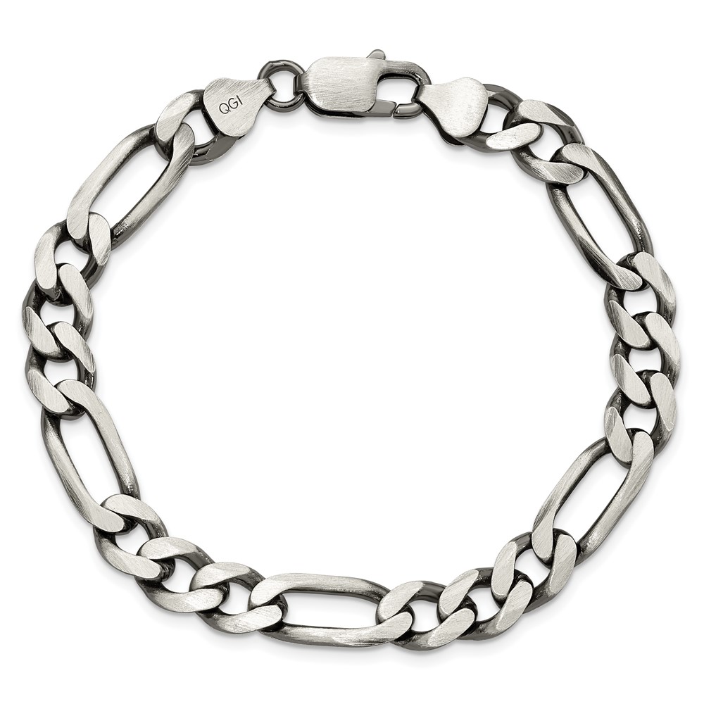 Sterling Silver Antiqued 7.75mm Figaro Chain (QFG220A-9)